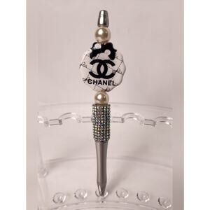 Fashion Silver-Tone Beaded pen White Charm and Pearl Beads